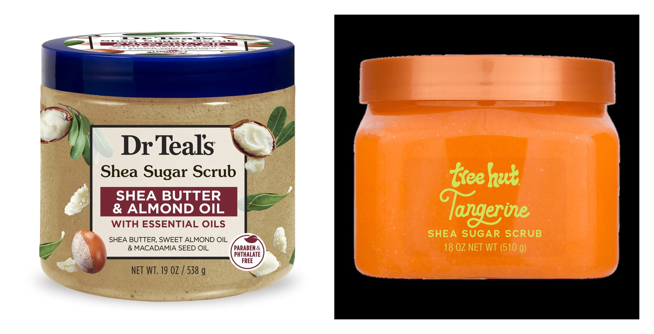 Dr Teal's Shea Sugar Body Scrub with Shea Butter, Almond & Essential Oils & Tree Hut Tangerine Shea Butter Sugar Body Scrub Bundle