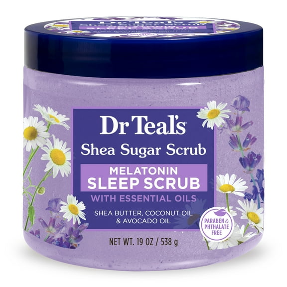 Dr Teal’s Shea Sugar Sleep Scrub with Melatonin, Lavender & Essential Oils, 19 oz
