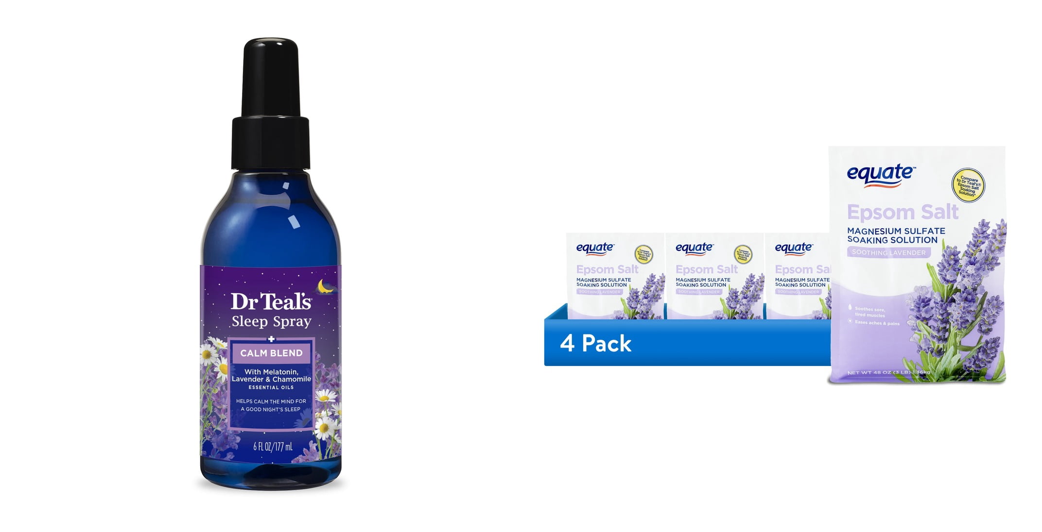 Dr Teal's Sleep Spray with Melatonin, Lavender & Chamomile Essential Oils & ( Bundle