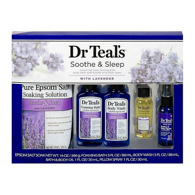 Dr. Teal's Sooth & Sleep 5-Piece Gift Set in Lavender,Great for easing muscle aches and softening dry skin