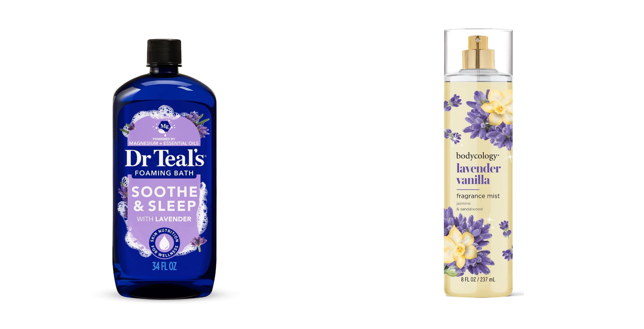 Dr Teal's Soothe & Sleep Foaming Bath with Pure Epsom Salt & Lavender Essential Oil & Bodycology Long-Lasting Fragrance Body Mist, Lavender Vanilla Bundle