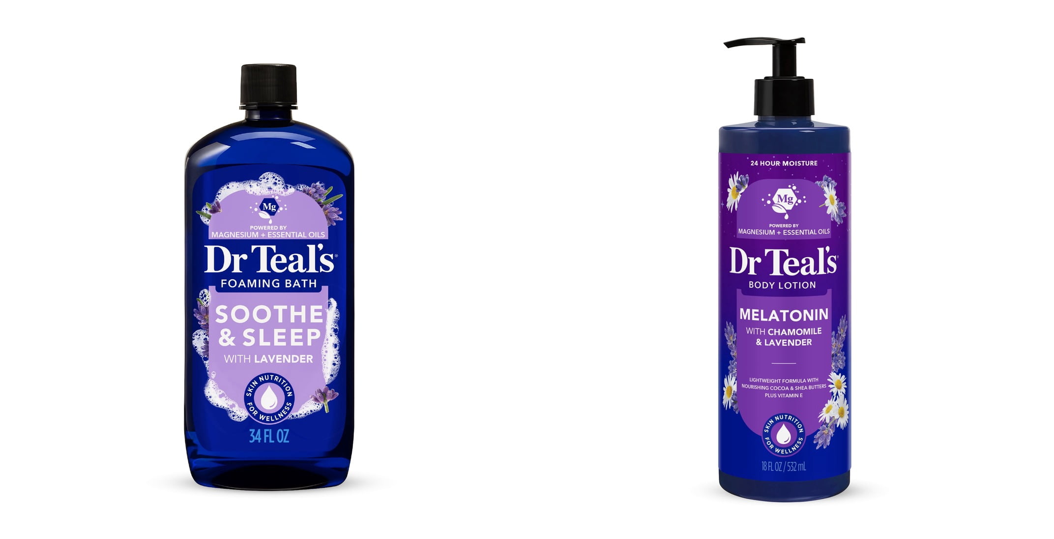 Dr Teal's Soothe & Sleep Foaming Bath with Pure Epsom Salt & Lavender Essential Oil & Dr Teal's Sleep Body Lotion with Melatonin, Lavender and Chamomile, 24 Hour Moisture Bundle