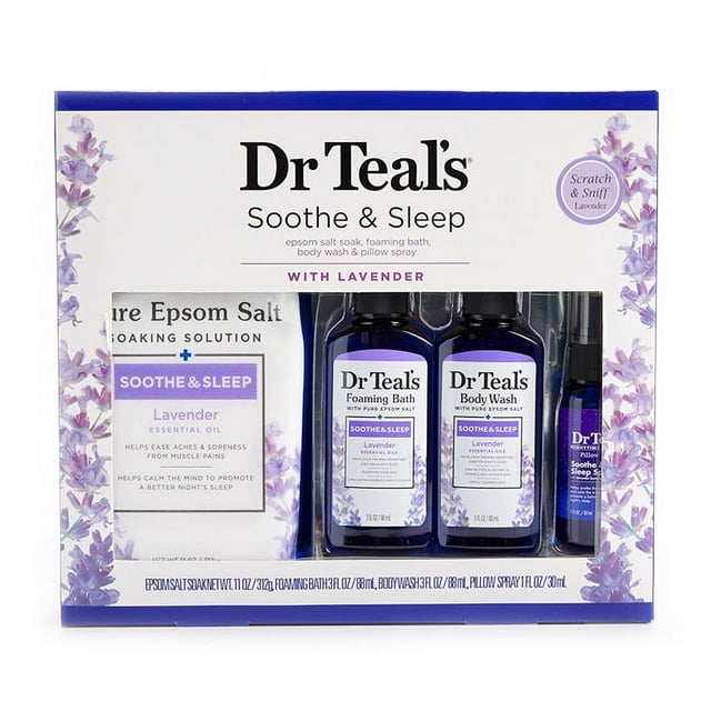 Dr Teal's Soothe Sleep With Lavender Epsom Salt 11oz, Foaming Bath 3oz