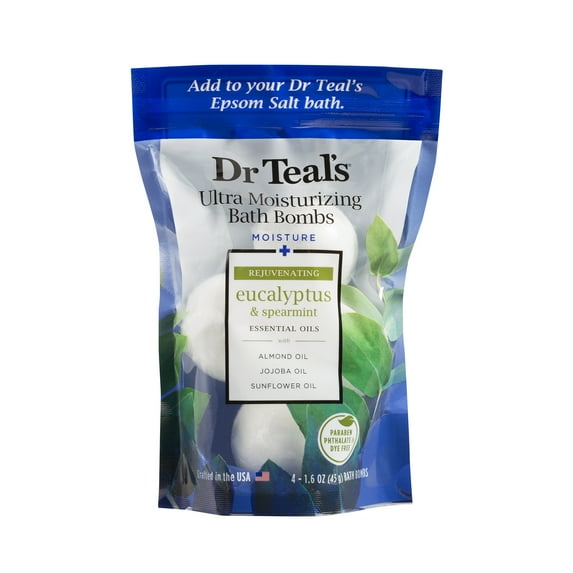 Dr. Teal's Ultra Moisturizing Bath Bombs, Eucalyptus, 5 Ct, 1.6 Oz