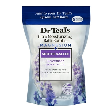 Dr Teal's Ultra Moisturizing Bath Bombs, Soothe & Sleep with Lavender, 5 Ct