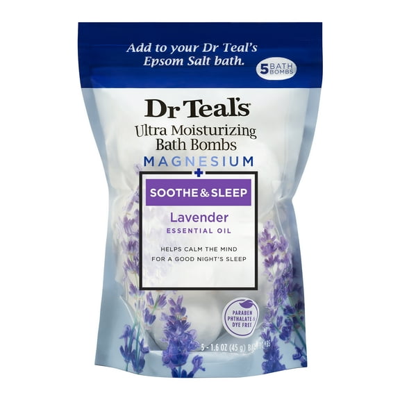 Dr Teal's Ultra Moisturizing Bath Bombs, Soothe & Sleep with Lavender, 5 Ct