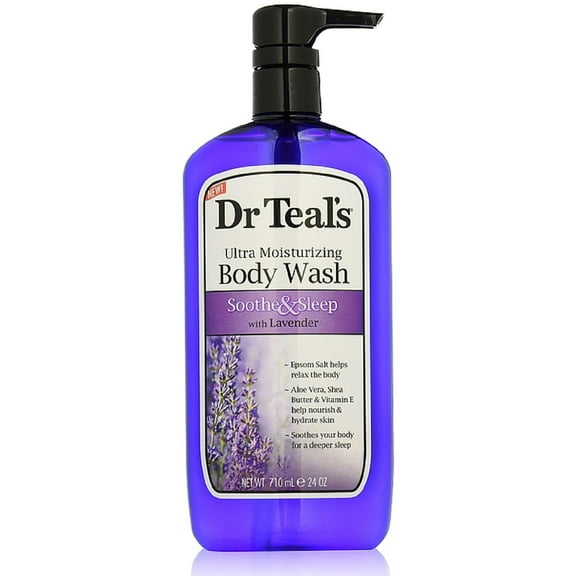 Dr Teal's Ultra Moisturizing Body Wash, Soothe & Sleep with Lavender 24 oz (Pack of 6)