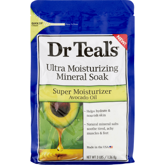Dr Teal's Ultra Moisturizing Mineral Soak, Super Moisturizer Avocado Oil, 3 lb