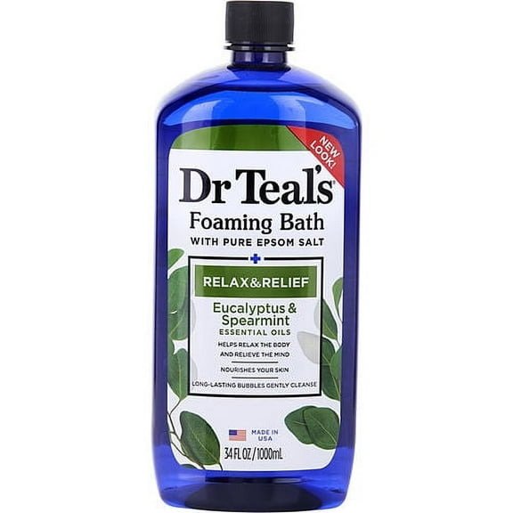 Dr. Teal's by Dr. Teal's Foaming Bath with Pure Epsom Salt Relax & Relief with Eucalyptus & Spearmint --1000ml/34oz For UNISEX