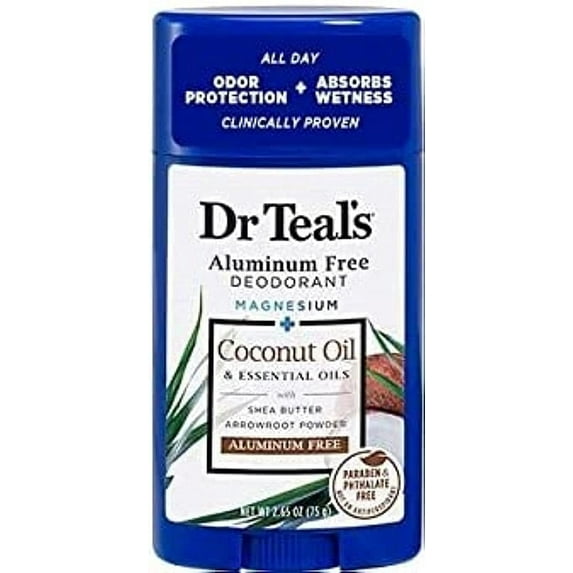 Dr Teals Aluminum Free Deodorant, Coconut Oil, 2.65 Oz, 6 Pack