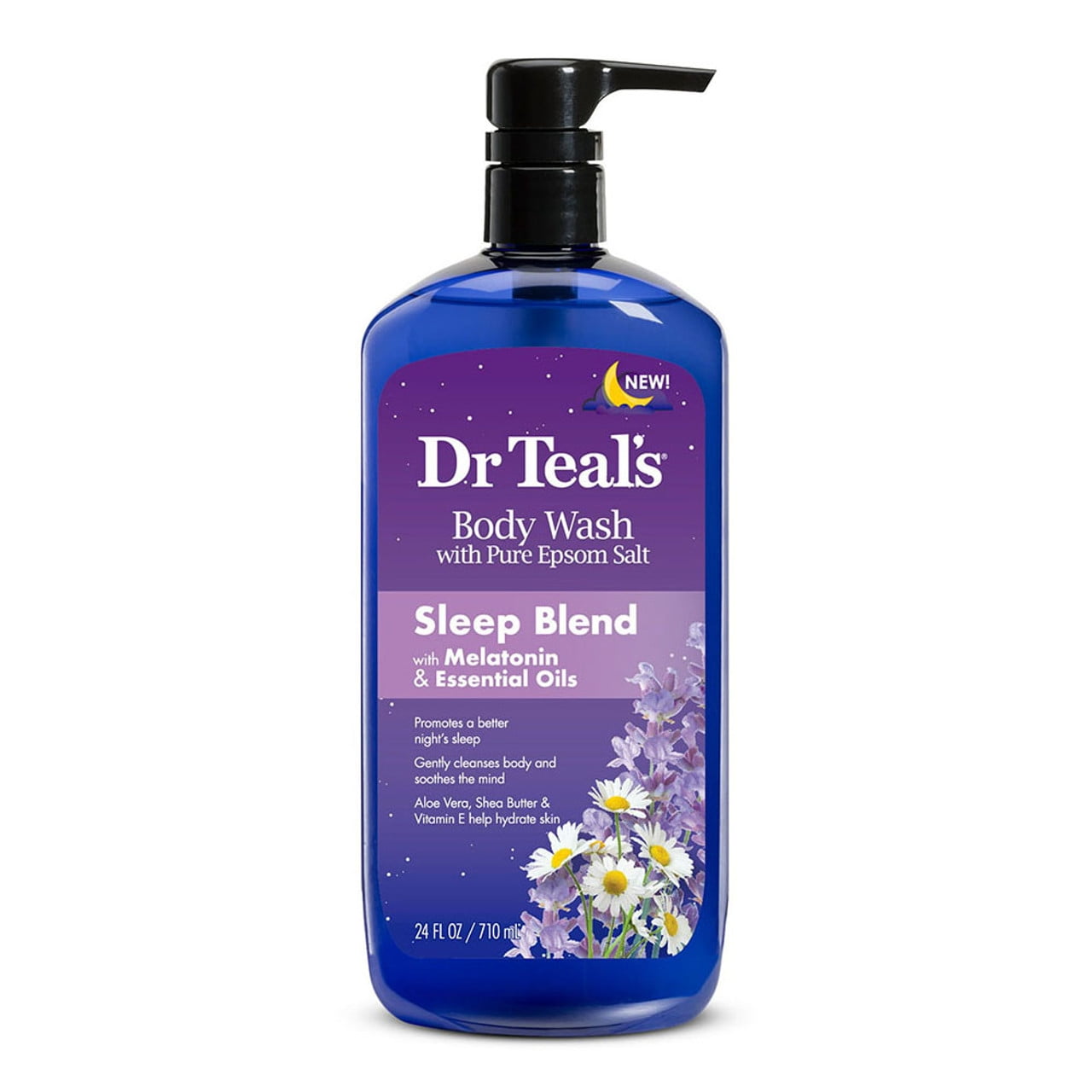 Dr Teals Body Wash Pure Epsom Salt, Sleep Blend With Melatonin, 24 Oz, 3 Pack