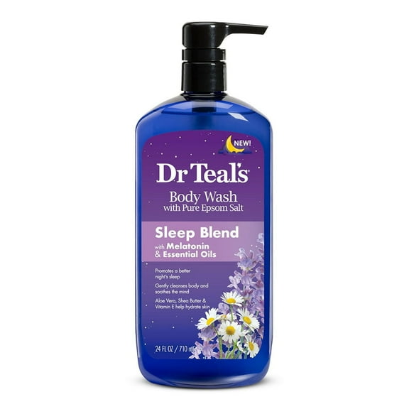 Dr Teals Body Wash Pure Epsom Salt, Sleep Blend With Melatonin, 24 Oz..