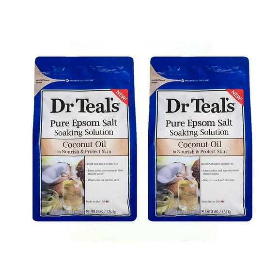 Dr Teals Coconut Oil Pure Epsom Salt Soaking Solution 3 lbs (Pack of 2)