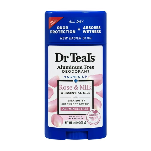 Dr Teals Deodorant Rose & Milk 2.65oz Aluminum-Free (Pack of 2)