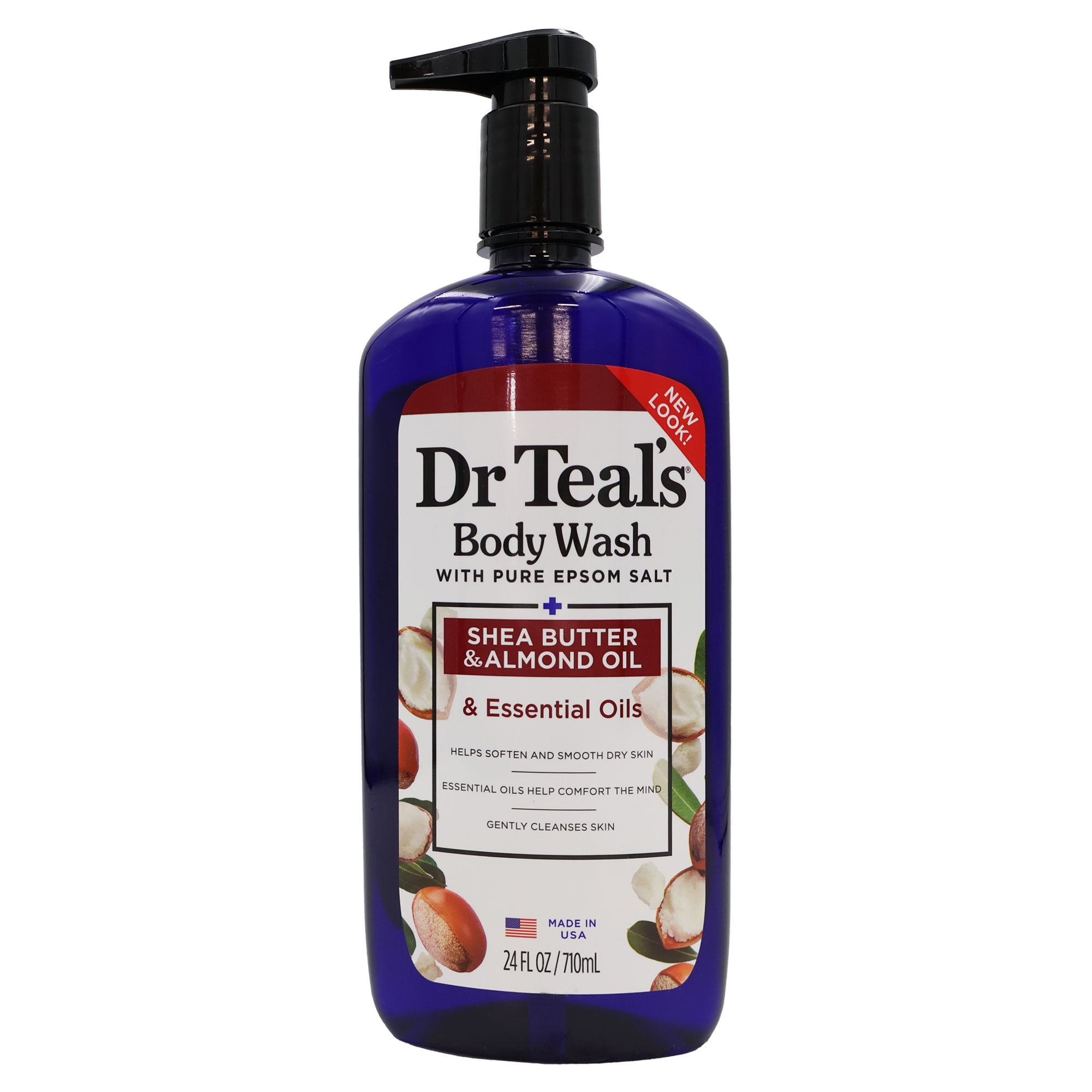 Dr Teals Epsom Salt Body Wash Shea Butter and Almond Oil 24 Oz., Pack of 2