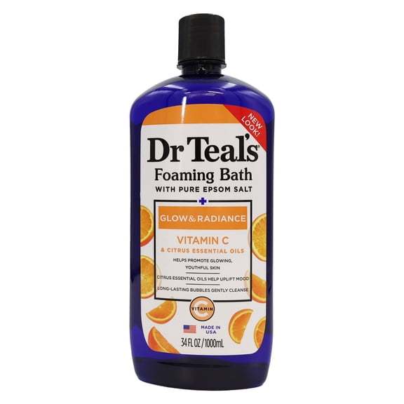 Dr Teals Epsom Salt Foaming Bath Glow Radiance, 34 Oz., Pack of 2