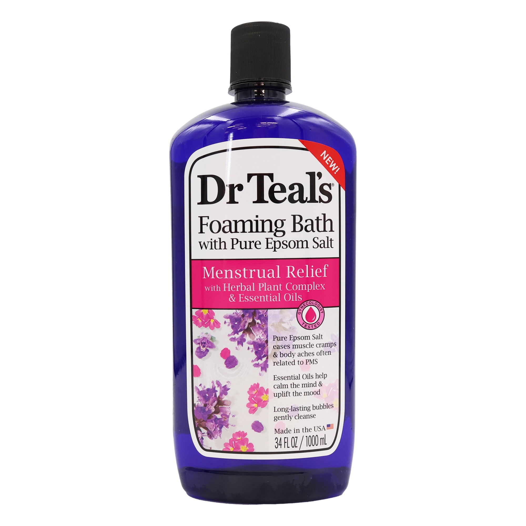 Dr Teals Epsom Salt Foaming Bath Menstrual Relief, 34 Oz., Pack of 2
