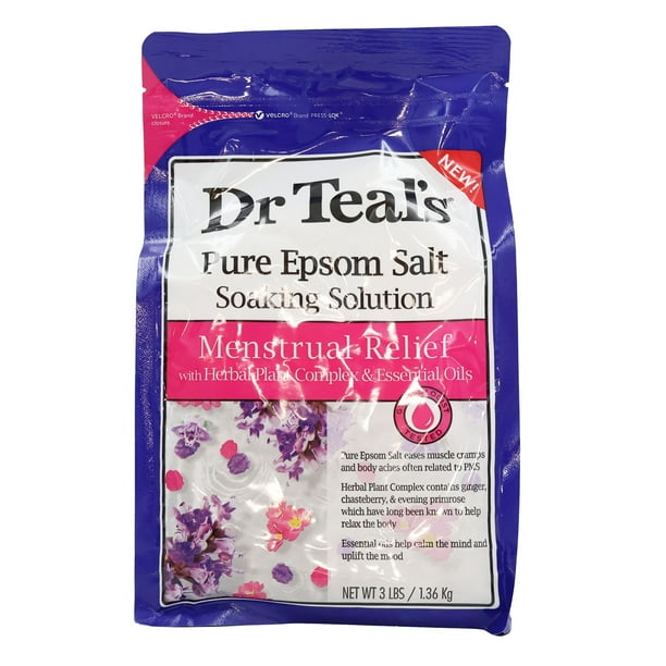 Dr Teals Epsom Salt Soaking Solution PMS Menstrual Relief, 3 LBS, Pack