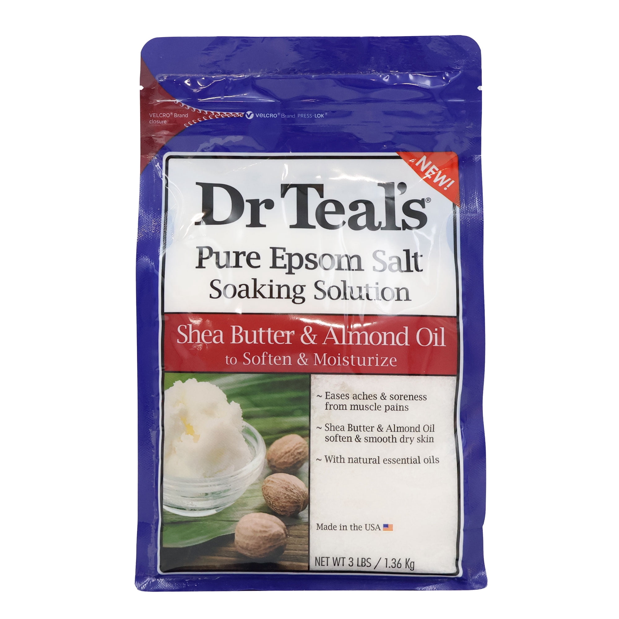 Dr Teals Epsom Salt Soaking Solution Shea Butter and Almond Oil, 3 LB