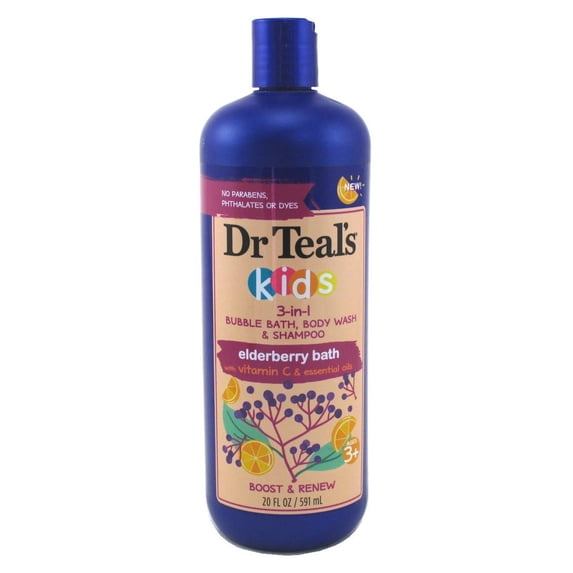 Dr Teals Kids 3-In-1 Shampoo / Bath / Body Wash Elderberry 20oz (Pack of 3)