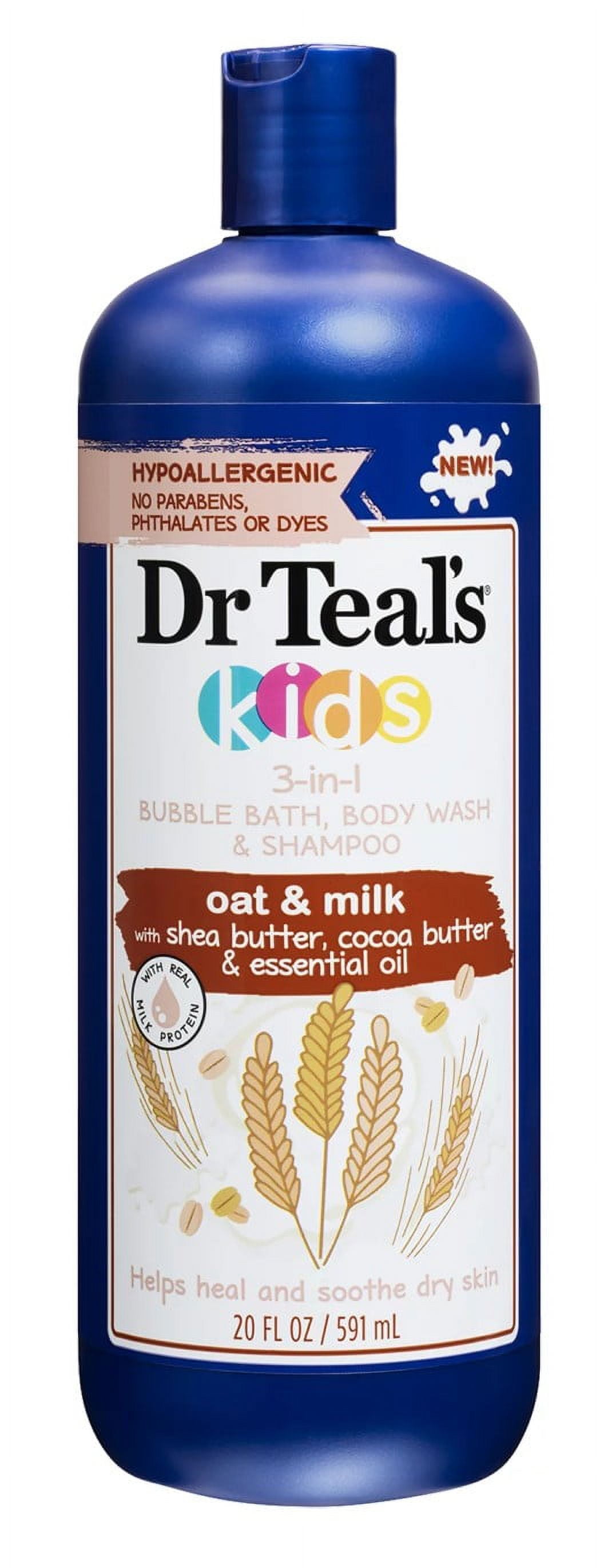 Dr Teals Kids 3-In-1 Shampoo / Bath / Body Wash Oat + Milk 20oz (Pack of 3)