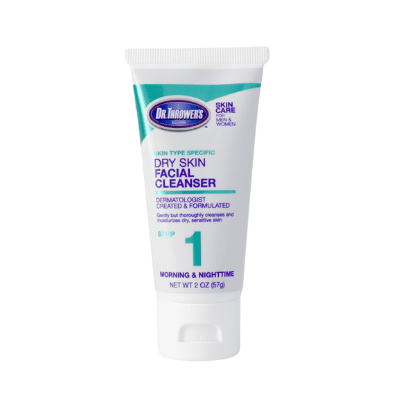 Dr. Throwers Dry Skin Facial Cleanser with Shea Butter, Hyaluronate Acid, and Cucumber, 2oz.