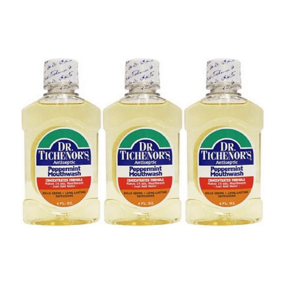 Dr. Tichenor's Peppermint Mouthwash, All Natural, Concentrate, 4 fl. Oz - 3 Pack