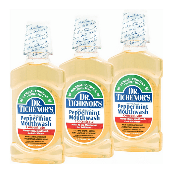 Dr. Tichenor's Peppermint Mouthwash, All Natural, Concentrate, 8 fl. Oz - 3 Pack