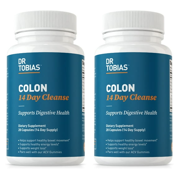 Dr. Tobias Colon 14 Day Cleanse, Colon Cleanse Detox, Includes 2 bottles each with 28 Capsules, for 2 cleanses