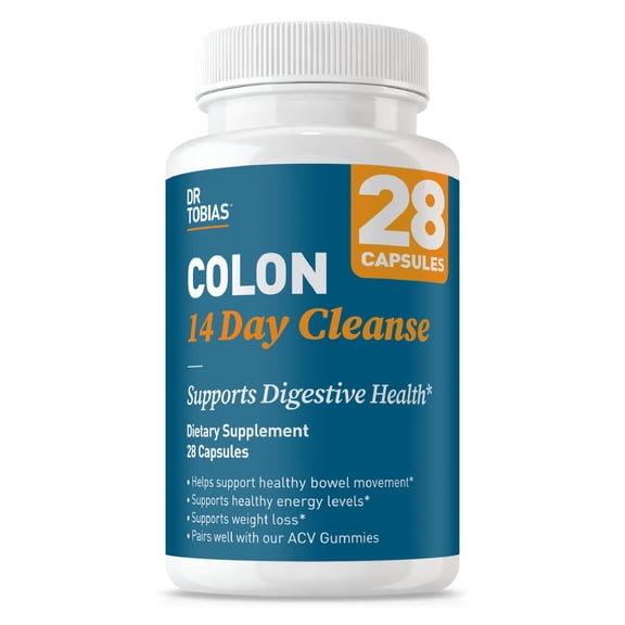 Dr. Tobias Colon Cleanse - Constipation Relief & Gut Health Support for Women & Men | 14 Day Colon Cleanser for a Gentle Colon Detox & Gut Flush - 28 Capsules (1-2 Daily)