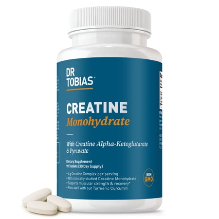 Dr. Tobias Creatine Monohydrate Pills | 5g Complex with Creatine Alpha-Ketoglutarate & Pyruvate | Muscle Strength, Energy & Recovery | 90 Tablets