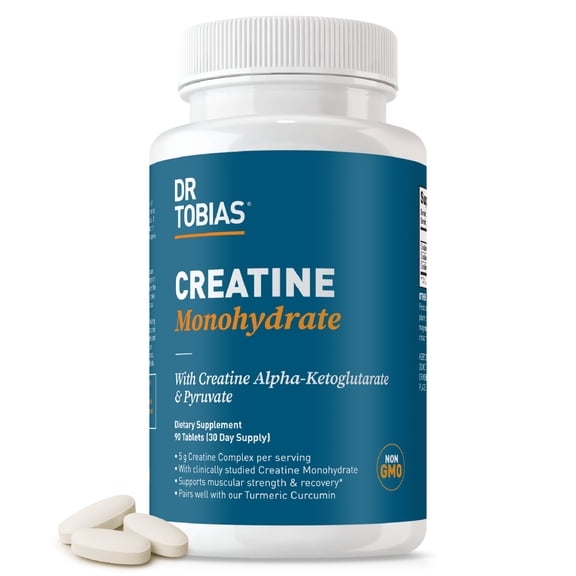 Dr. Tobias Creatine Monohydrate Pills | 5g Complex with Creatine Alpha-Ketoglutarate & Pyruvate | Muscle Strength, Energy & Recovery | 90 Tablets
