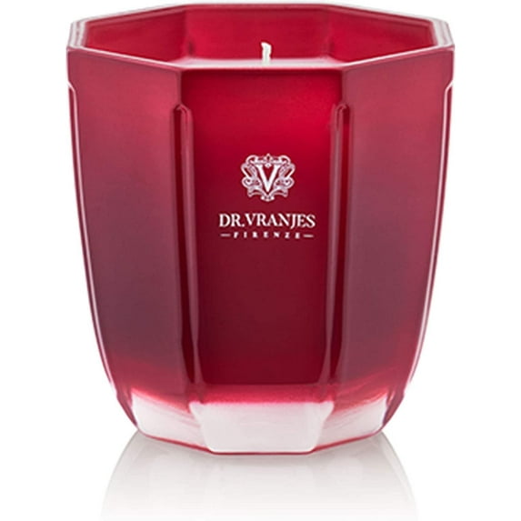 Dr. Vranjes - Decorative Candle Tormalina - Rosso Nobile 200 g / 7 oz, Scented Candle, Refined Colored Glass Vessel Hand-Made, Octagonal Form, Color Red, Made in Italy