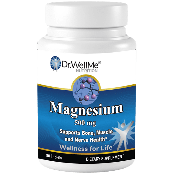 Dr.WellMe Magnesium Oxide Tablet 500 mg | Dietary Supplement for Normal Heart Function, Healthy Muscles and Bone Formation* | 90 Capsules