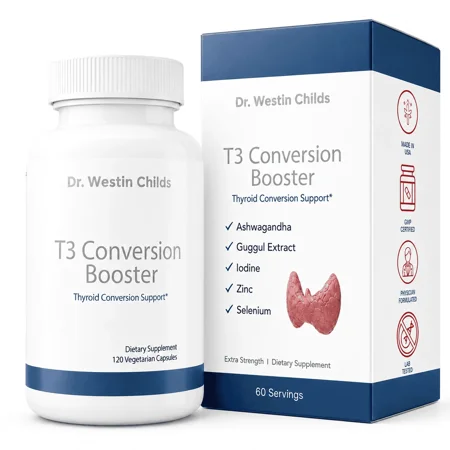 Dr. Westin Childs T3 Conversion Booster - Naturally Support T4 to T3 Conversion, Thyroid Biosynthesis, and Cellular Sensitivity - Non-GMO, GMP Certified, 60 Servings