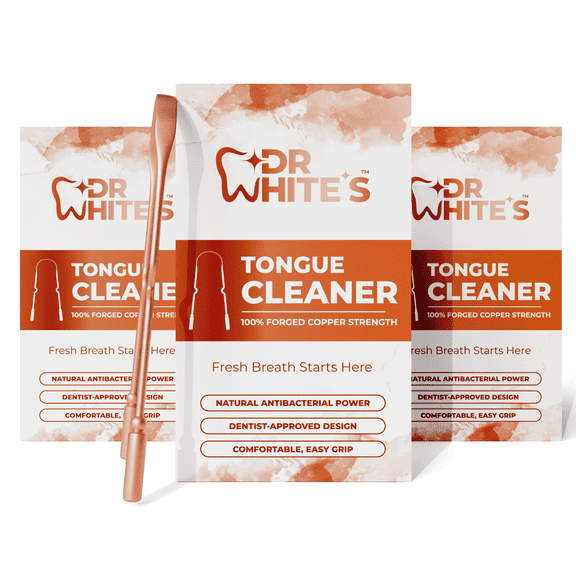 Dr. Whites Copper Tongue Scraper  Dentist-Designed Tongue Cleaner Tool for Fresh Breath, Dual-Grip, Rust-Resistant, Built to Last  100% Forged Copper, For Adults & Kids (3-Pack)