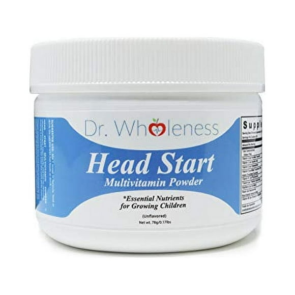 Dr. Wholeness Head Start Multivitamin Powder | Essential Nutrients for Growing Children, Methylated B-Vitamins, Easy to Mix, No Flavors, Sweeteners Or Preservatives - 60 Servings