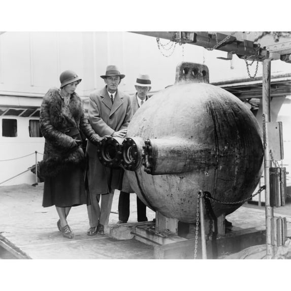 Dr. William Beebe (Center) Standing With Two Assistants History (24 x 18)