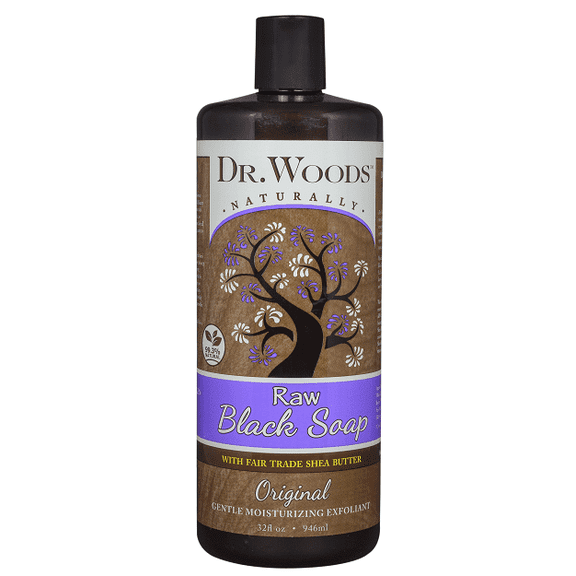 Dr. Woods African Raw Black Vegan Liquid Castile Soap with Organic Shea Butter, 32 Ounce