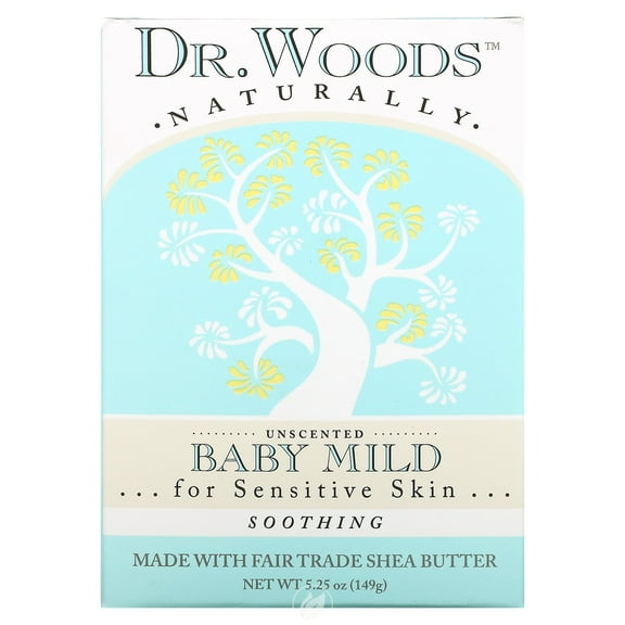 Dr Woods Bar Soap Unscented Baby Mild 5.25 Ounce, Pack of 2