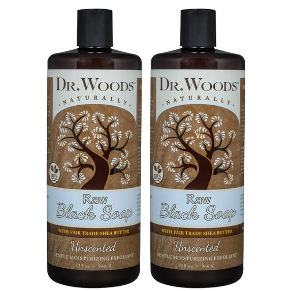 Dr Woods Black Soap W/Shea Unscented 32 Ounce, Pack of 2
