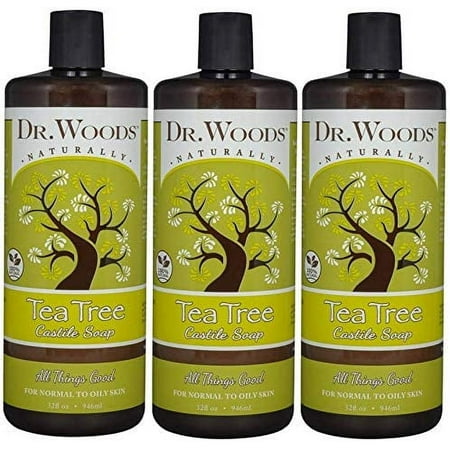 Dr. Woods Pure Cleansing Tea Tree Liquid Castile Soap, 32 Ounce (Pack of 3)