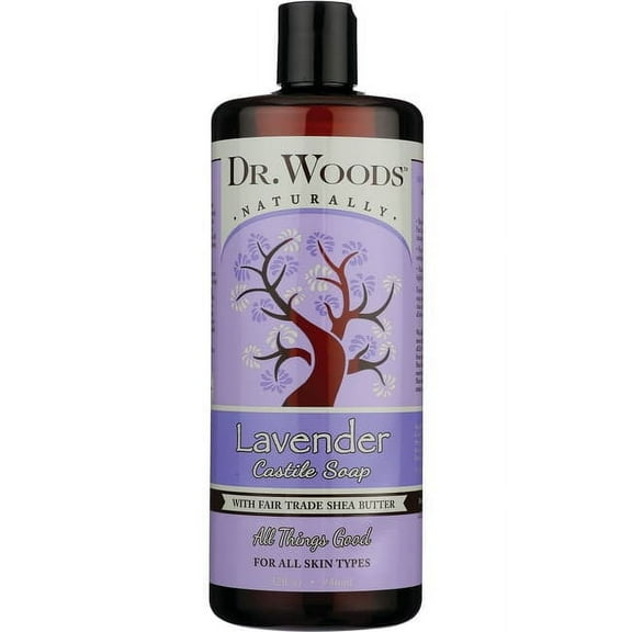 Dr. Woods Pure Refreshing Lavender Liquid Castile Soap with Organic Shea Butter, 32 Ounce