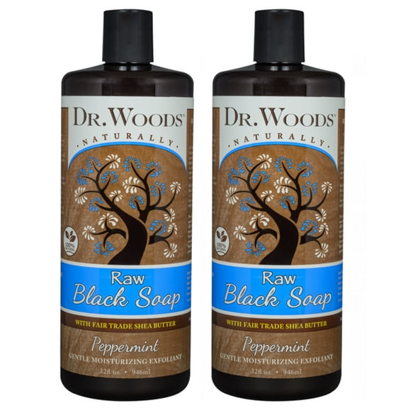 Dr. Woods Raw Moisturizing Black Peppermint Soap with Organic Shea Butter, 32 Ounce (Pack of 2)