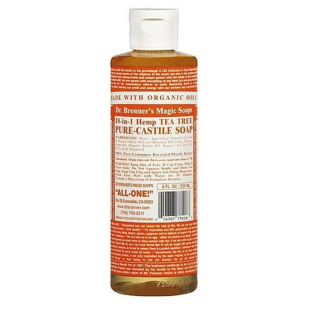 Dr. bronner's organic pure castile liquid soap tea tree 8 fl oz