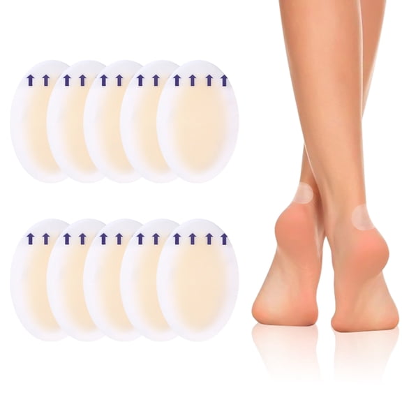 Dr.pedi 10 Pack Clear Gel Heel Pads for Women, 44x69mm Self-Adhesive Cushion Protectors, Anti-Blister for High Heels, Pain Relief & Comfort, Wear on Feet