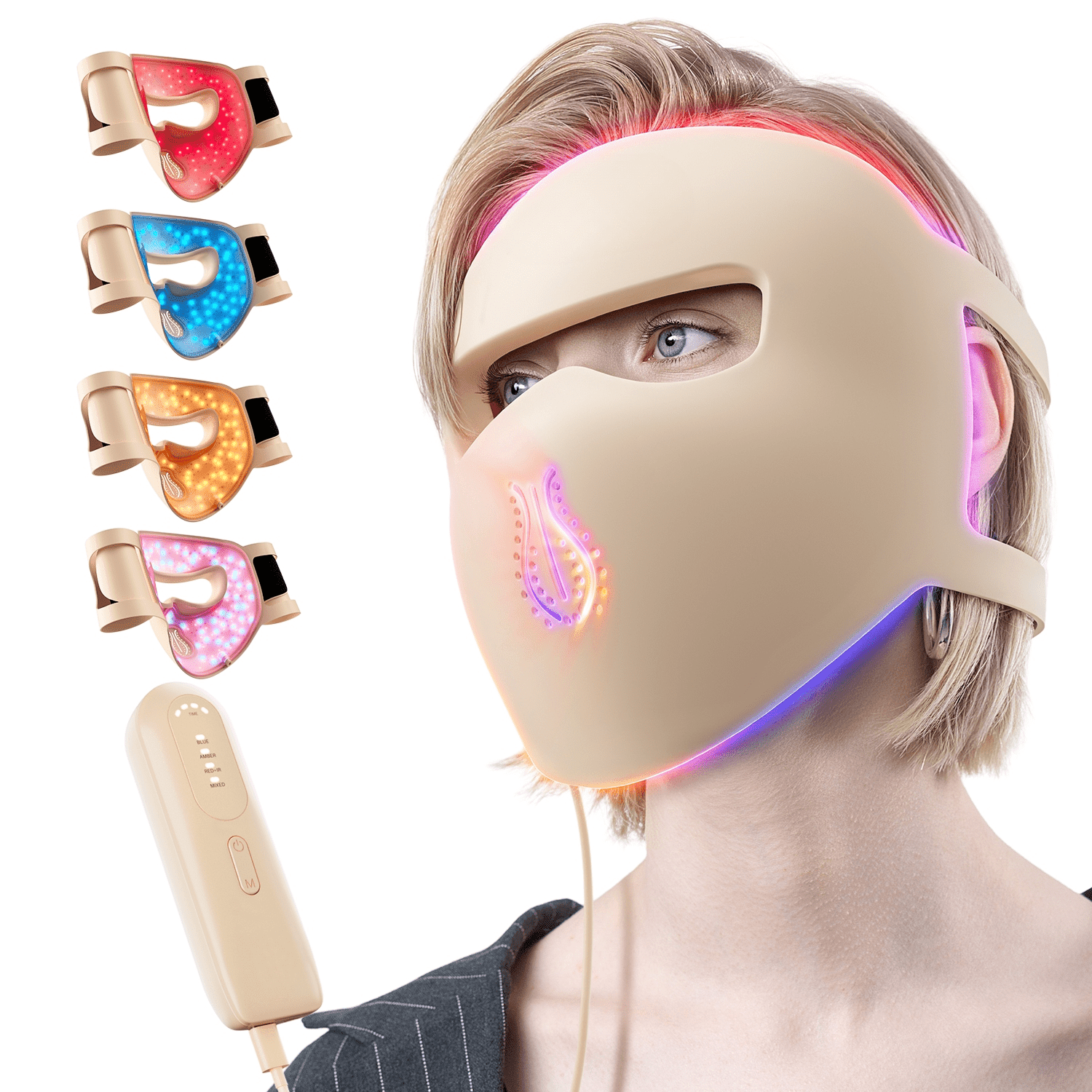 Dr.pedi 4D LED Light Therapy Face Mask, 311 LEDs Red & Near Infrared Skin Care Mask with 850nm, Rechargeable Wireless Design, Full Body Skin Rejuvenation for Women and Men