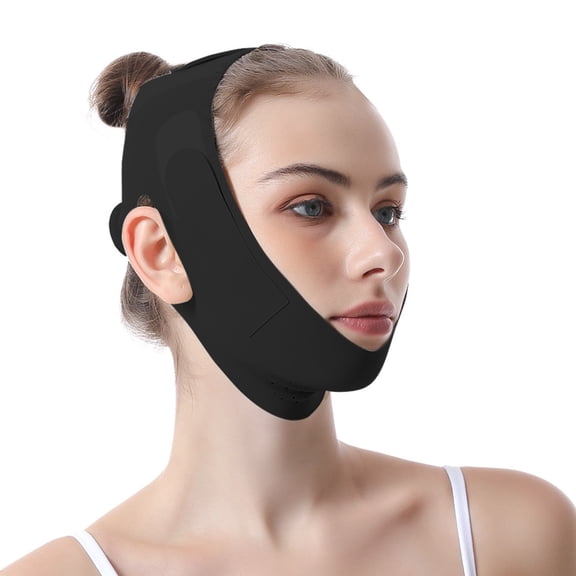 Dr.pedi Adjustable Chin Strap for Sleeping, Breathable & Skin-Friendly Face Support Band for Comfortable Sleep, Anti-Slip Design to Help Reduce Face Tension & Improve Sleep Quality, Unisex (Black)