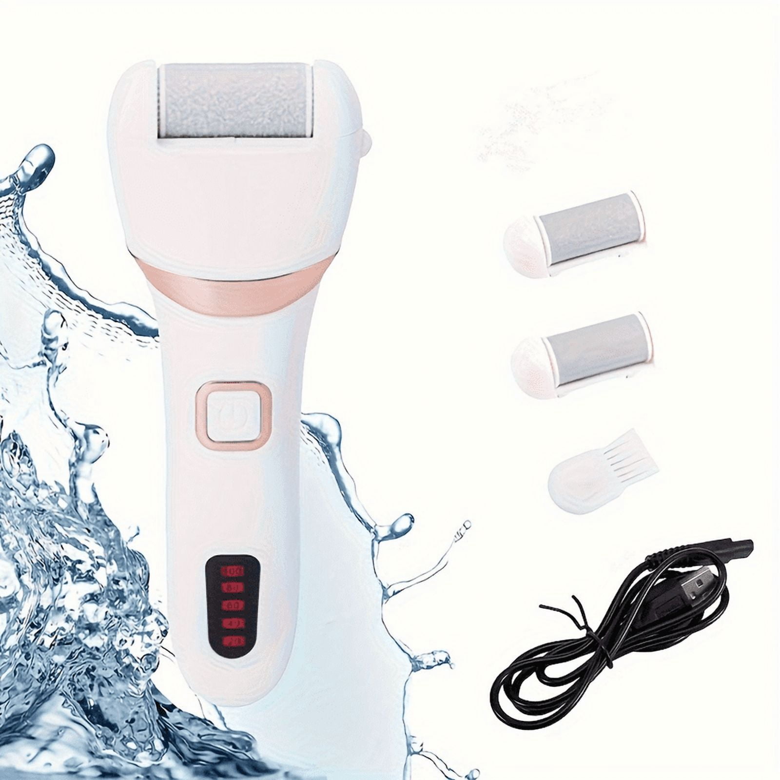 Dr.pedi Electric Foot Callus Remover and Pedicure Kit, Rechargeable Foot Grinder with 3 Roller Heads for Dead Skin and Cracked Heels Care