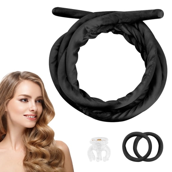 Dr.pedi No Heat Hair Curler Rollers Set, Foam Curling Rods with Scrunchies & Claw Clip for Soft Waves & Curls, Heatless Overnight Curling Headband for Natural Hair, Safe for All Hair Types